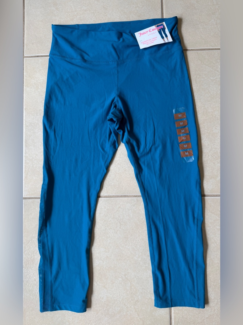 NWT Juicy Couture Sport ESSENTIAL CROP in OZONE TEAL blue color Leggings M